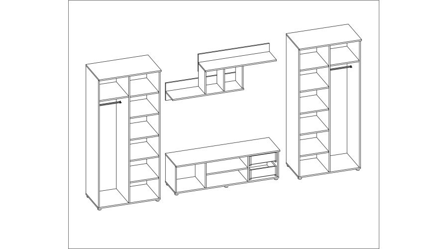 Multifunctional wall cabinet with cabinets and TV area 330 × 200 cm Sonoma Ciemna / Sonoma Jasna – JOWISZ - Image 6