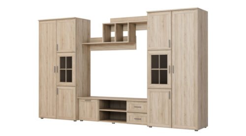 Multifunctional wall cabinet with cabinets and TV area 330 × 200 cm Sonoma Jasna – JOWISZ