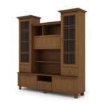 Showcase on legs with bar and bookshelves 180 cm Wiśnia Porto – NAVIA