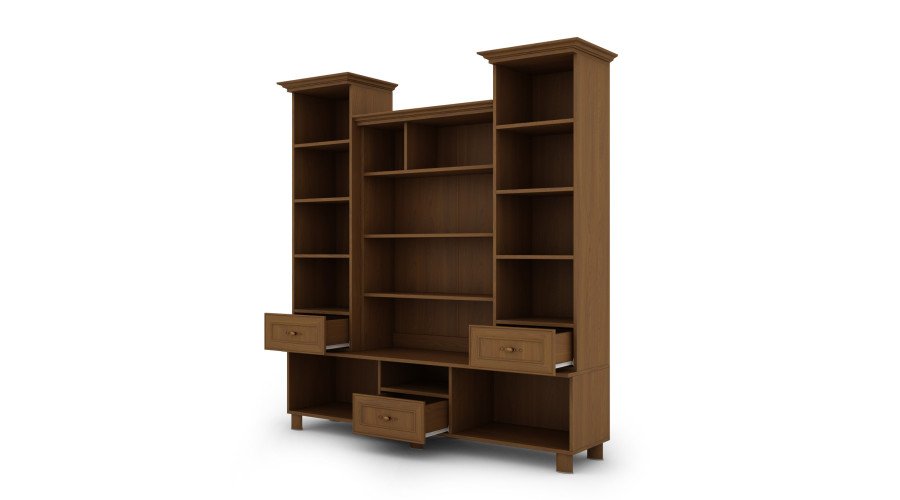 Showcase on legs with bar and bookshelves 180 cm Wiśnia Porto – NAVIA - Image 3