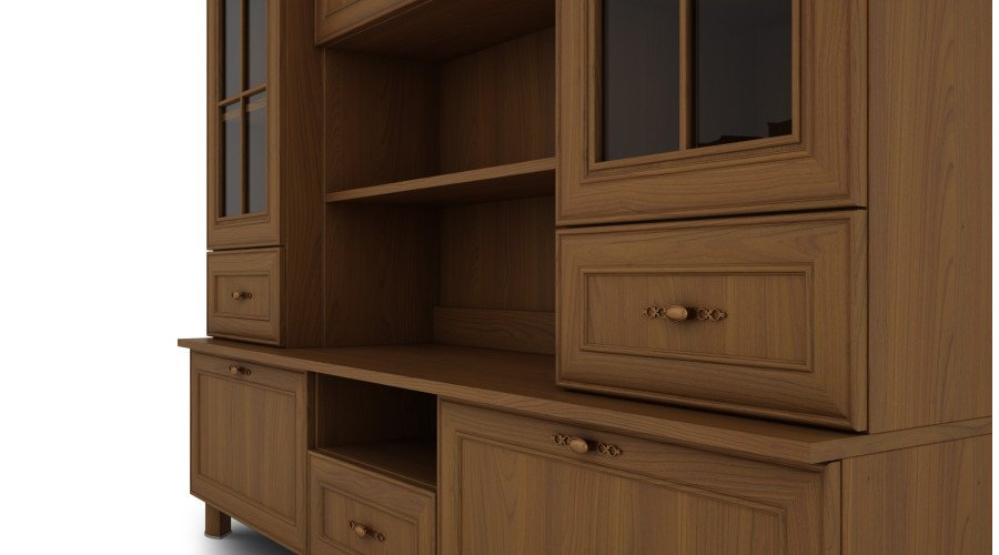 Showcase on legs with bar and bookshelves 180 cm Wiśnia Porto – NAVIA - Image 4