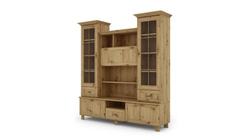 Showcase on legs with bar and bookshelves 180 cm, Dab Artisan – NAVIA