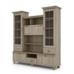 Display cabinet on legs with bar and bookshelves 180 cm Sonoma Jasna – NAVIA
