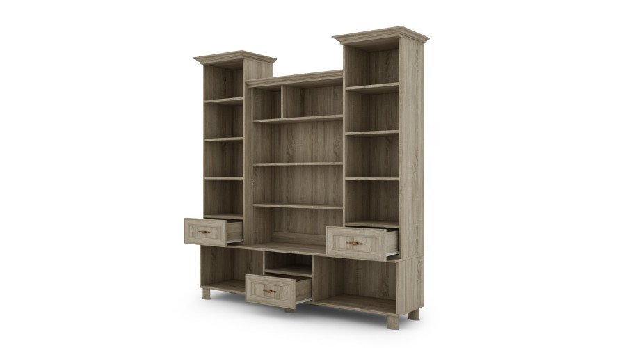 Display cabinet on legs with bar and bookshelves 180 cm Sonoma Jasna – NAVIA - Image 3