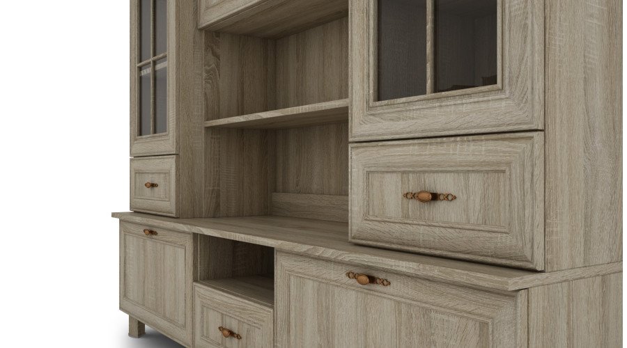 Display cabinet on legs with bar and bookshelves 180 cm Sonoma Jasna – NAVIA - Image 4