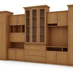 Tall classic-style wall cabinet with spacious cabinets and TV cabinet, 370 × 207 cm, Alder – ALEN