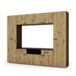 Built-in wall cabinet with TV stand 240 × 190 cm Sonoma Ciemna / Artisan stain – PLUTON