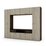 Built-in wall cabinet with TV stand 240 × 190 cm Sonoma Ciemna / Sonoma Jasna – PLUTON