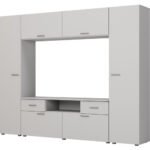 Built-in wall cabinet with space for TV 240 × 190 cm, Light Grey – PLUTON