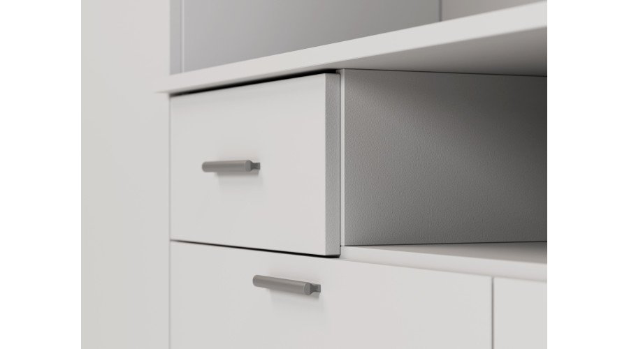 Built-in wall cabinet with space for TV 240 × 190 cm, Light Grey – PLUTON - Image 4