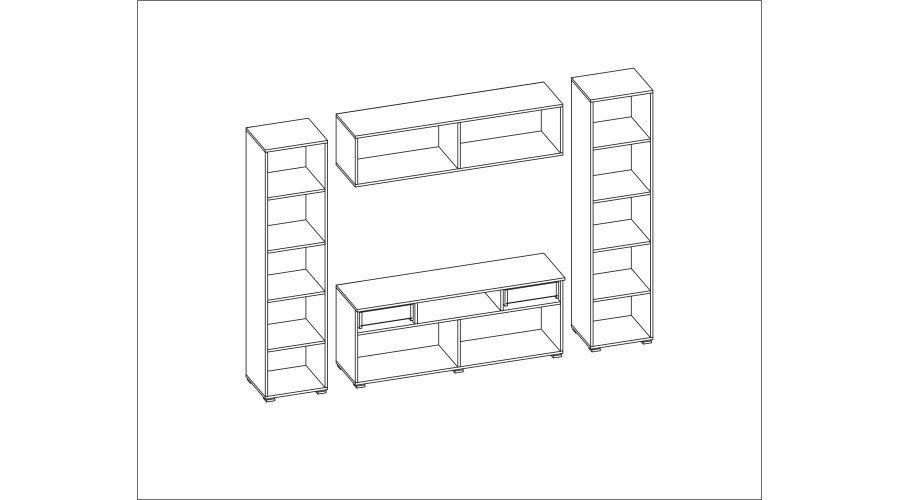 Built-in wall cabinet with space for TV 240 × 190 cm, Light Grey – PLUTON - Image 6
