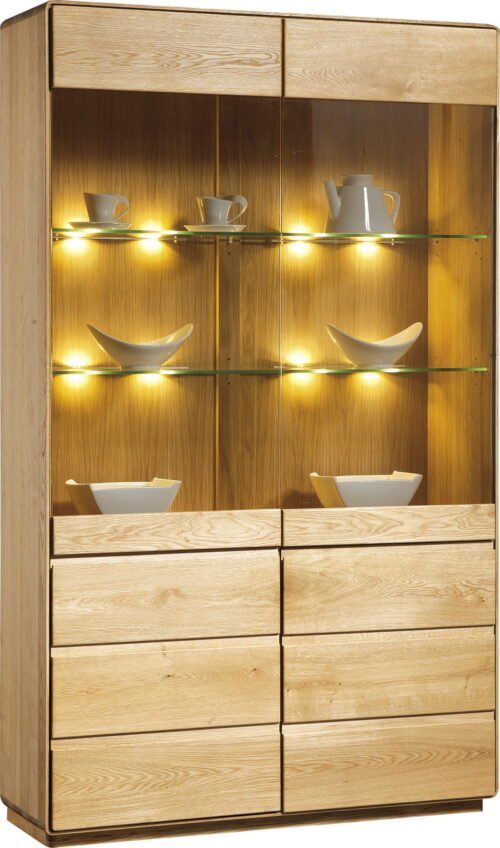 Oak display case with 2 glass and 2 wooden doors Atlanta