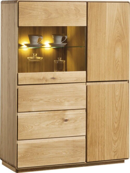 Oak sideboard Atlanta, 1 glass door, 3 wooden doors
