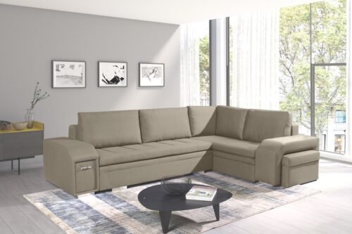 Ail New Corner fold-out corner sofa with bar and pouf