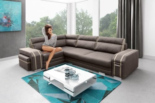Avatar extendable corner sofa + pouf