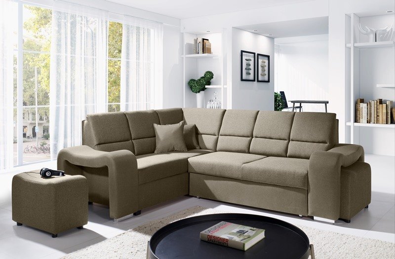 Wakiki fold-out corner sofa + 2 free poufs