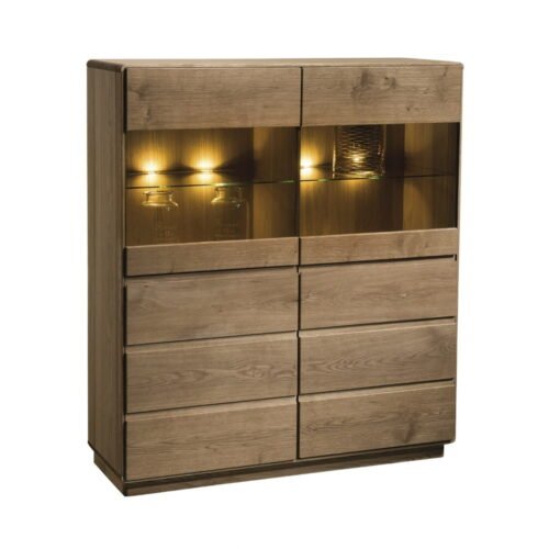 Oak display case with 2 glass and 2 wooden doors Atlanta