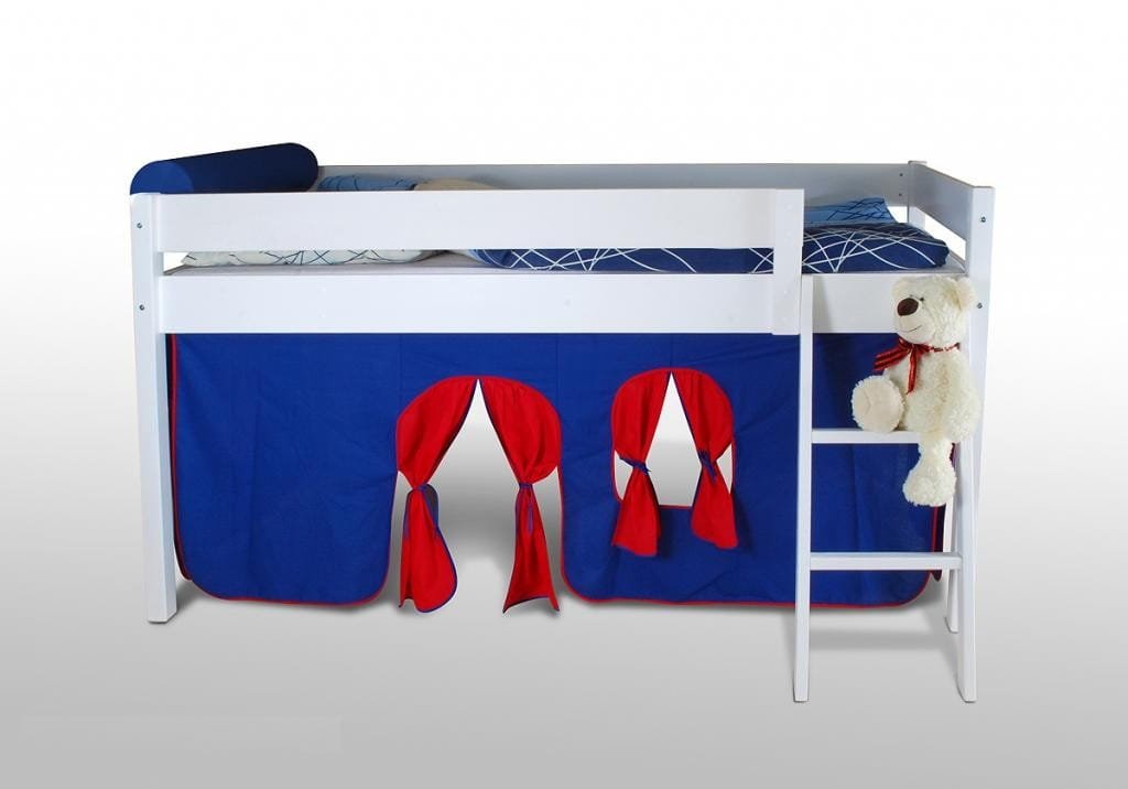 Blue and red bunk bed curtain