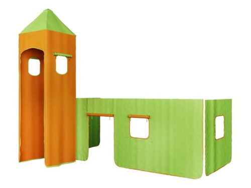 Bunk bed curtain orange and green