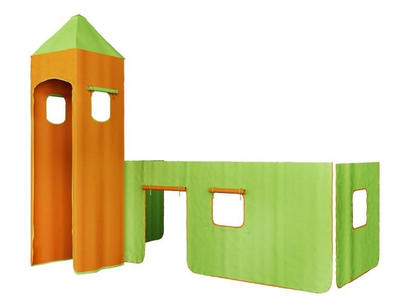 Bunk bed curtain orange and green