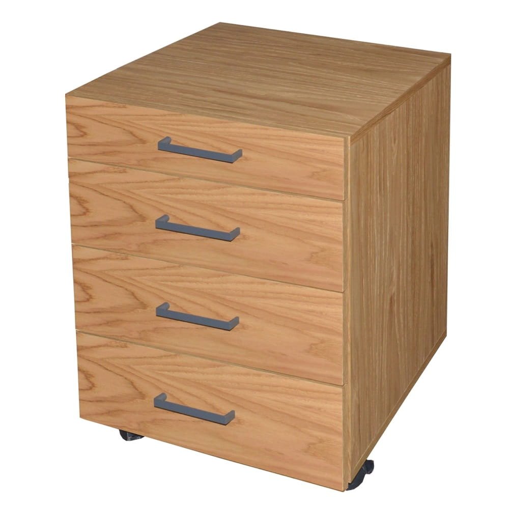 Veneered table container on wheels