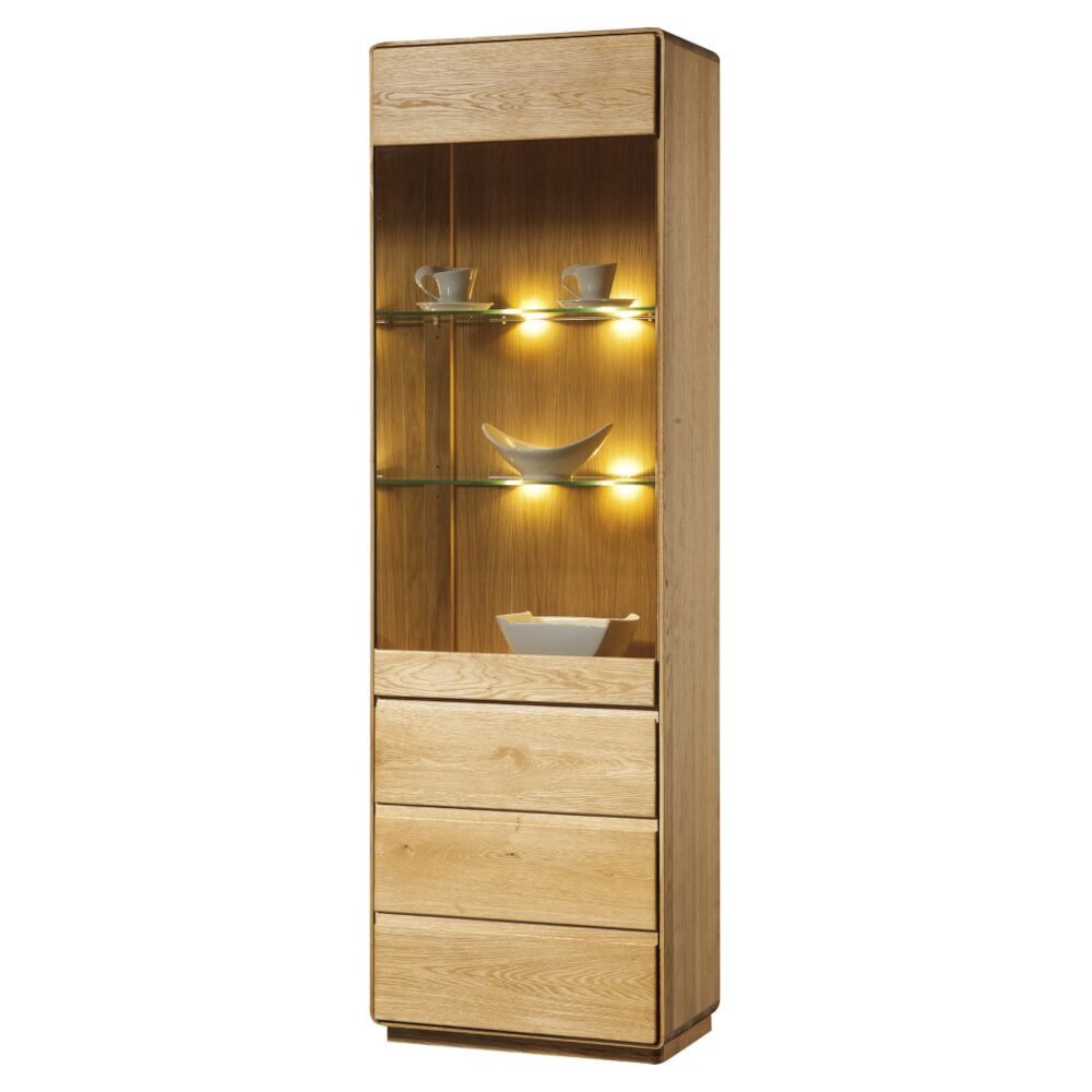 Single right-handed oak display cabinet "Atlanta"